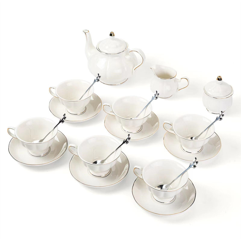 Tea Set,22-Piece Porcelain Ceramic Coffee Tea Gift Sets,White