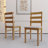 Set of 2 Natural Solid Wood Dining Chair with Upholstered Cushion, Ladder Back Design-286030492