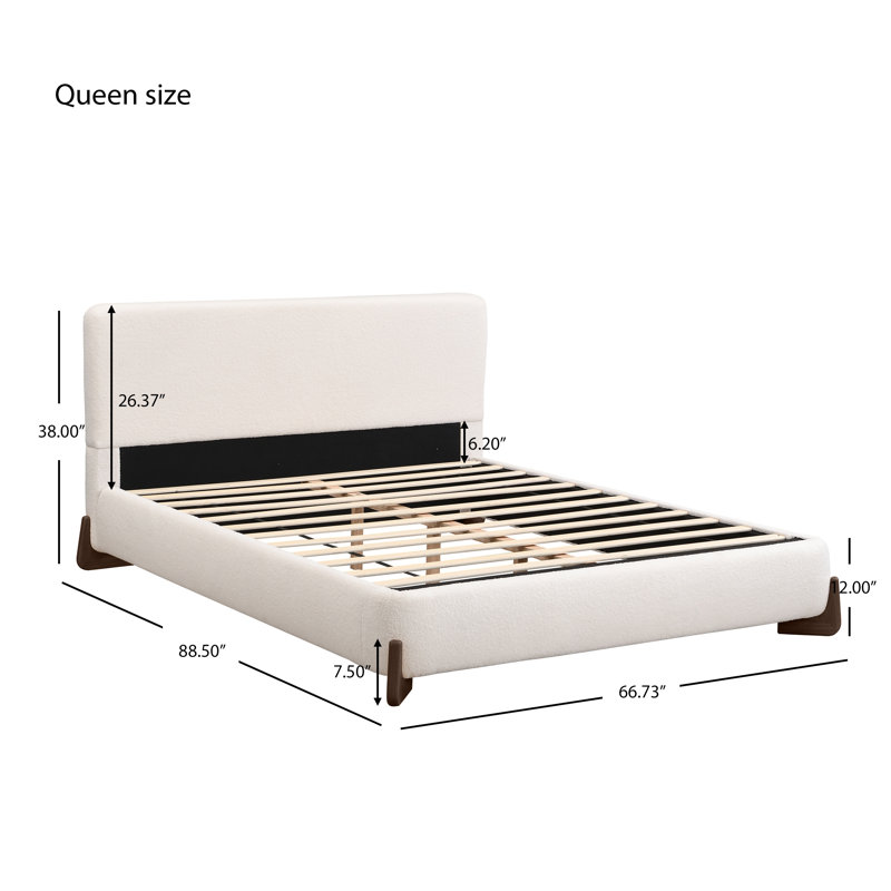 Lit plateforme tapissier Modern White, Bois foncé/Blanc, Grand lit