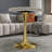 27.6-Inch Gold Coffee Table, Mid-Century Modern Style Dining Table, Accommodates 2-4 People, Featuring A Round White-Veined Marble Tabletop, Suitable For Various Settings.