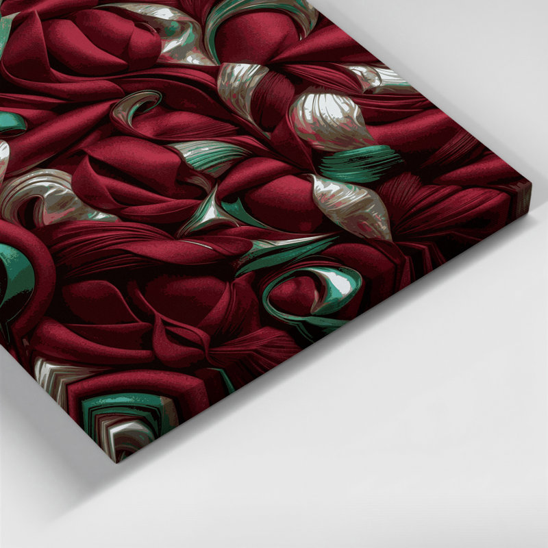 Art abstrait sur toile, formes abstraites rouges, H 24 po x l 20 po
