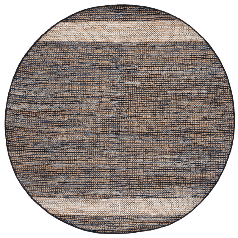 153 Hand Woven Denim/Jute/Cotton Rug in Navy/Beige, Rectangle 8' x 10'