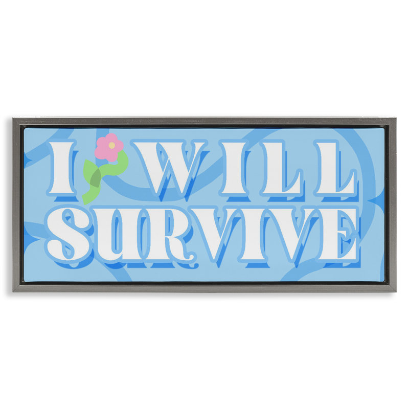 Cadre flottant Groovy I Will Survive, design par Lil 'Rue, Cadre flottant gris lustré, H 14 po x l 31 po