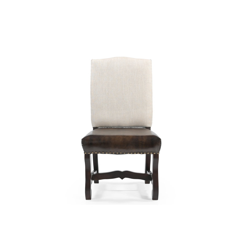 Lovell Upholstered Solid Wood Dining Chairs, Beige/Dark Brown
