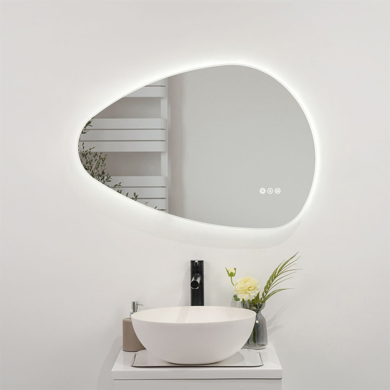 32 po x 22 po Miroir de salle de bain novateur à DEL sans cadre
