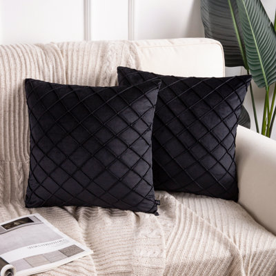Square 18" Velvet Throw Pillow, Diamond Textured Decorative Pillows