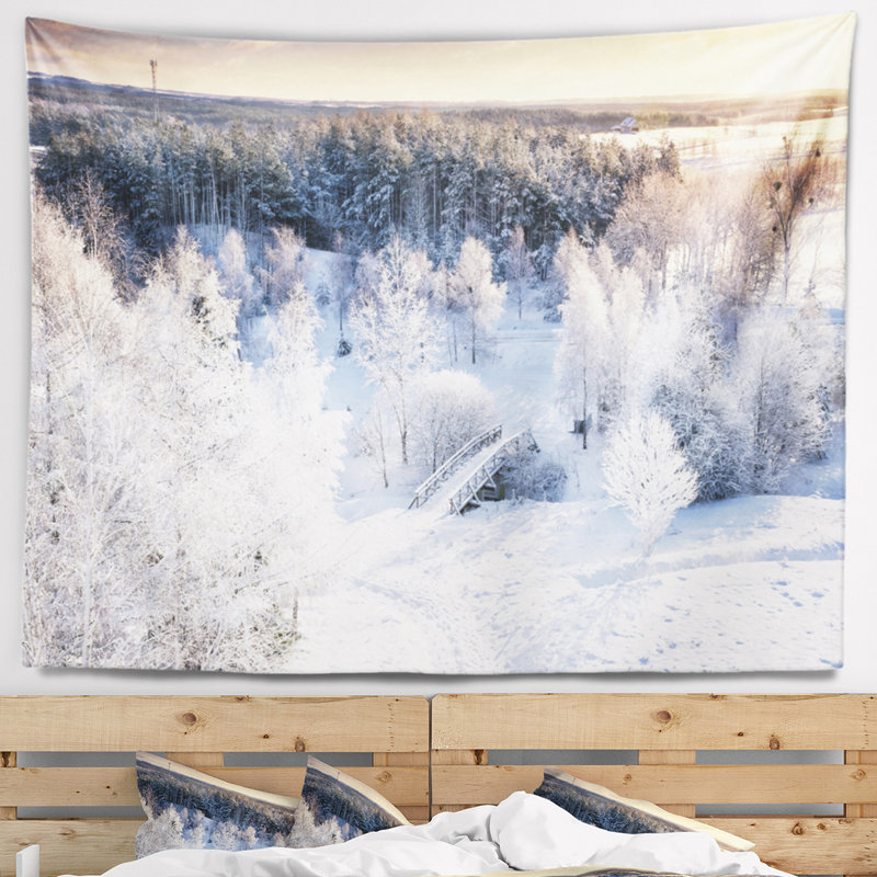 Tapisserie panorama de belle hiver paysage, H 32 po x l 39 po