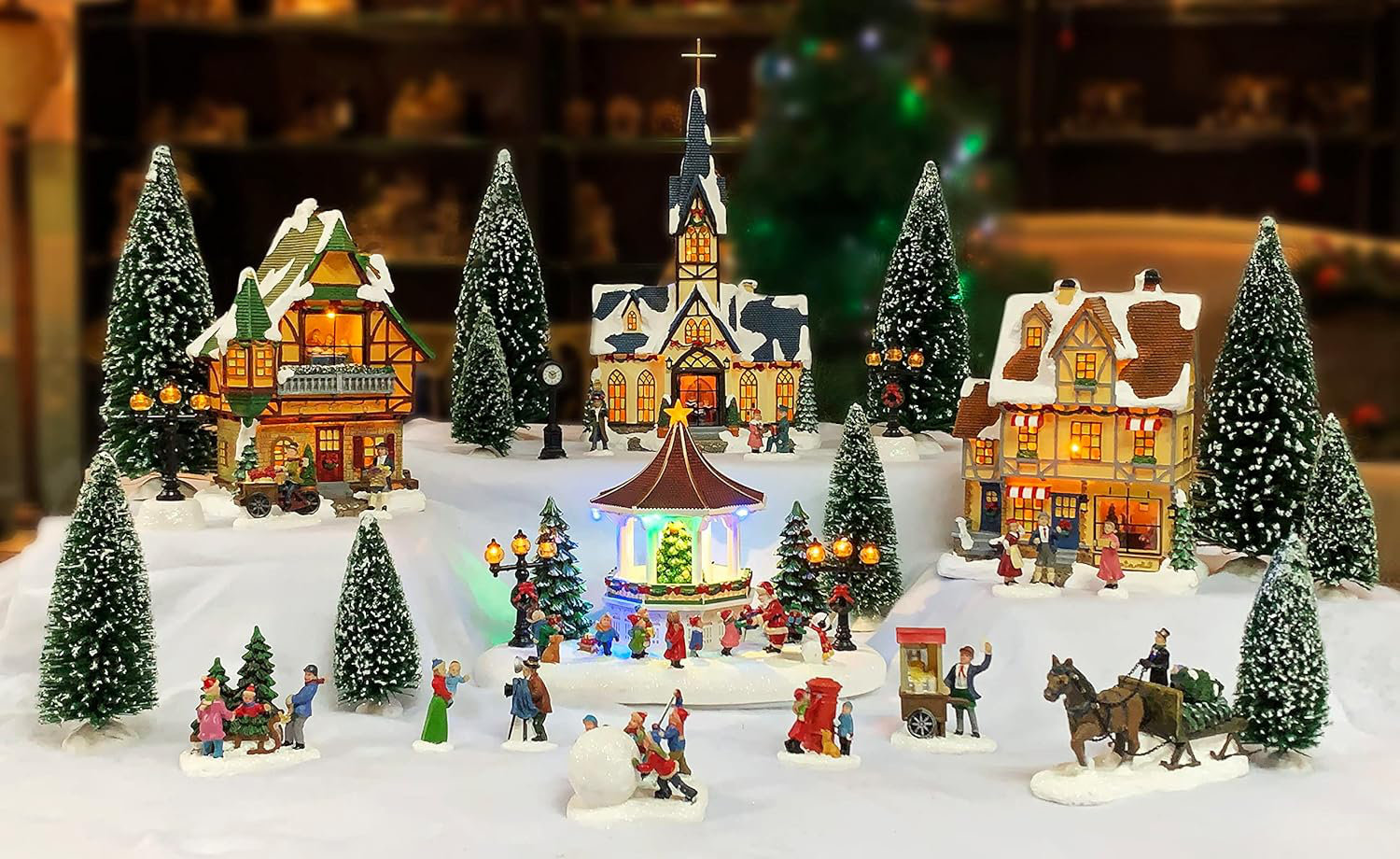 The Holiday Aisle® 30 pc Christmas Village Set - LED Lights - Battery ...