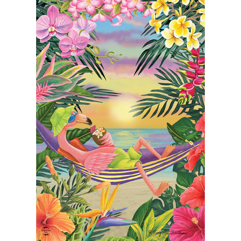 Five O'Clock Flamingo Garden Flag
