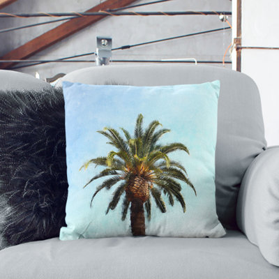 Lone Palm Tree Painting Cushion with Filling