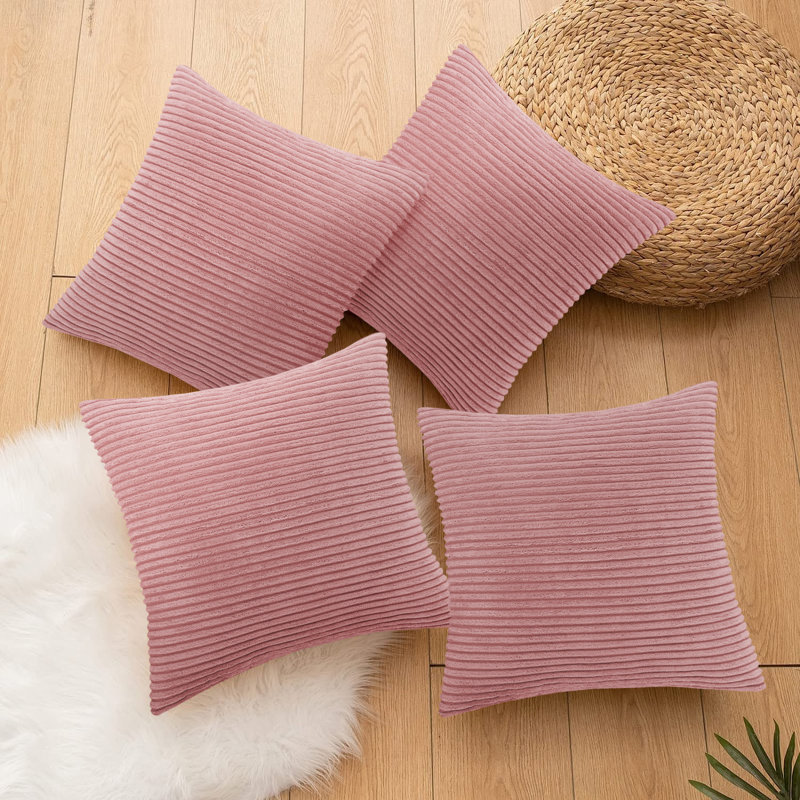 Striped Square Euro Cushion Cover, Light Pink