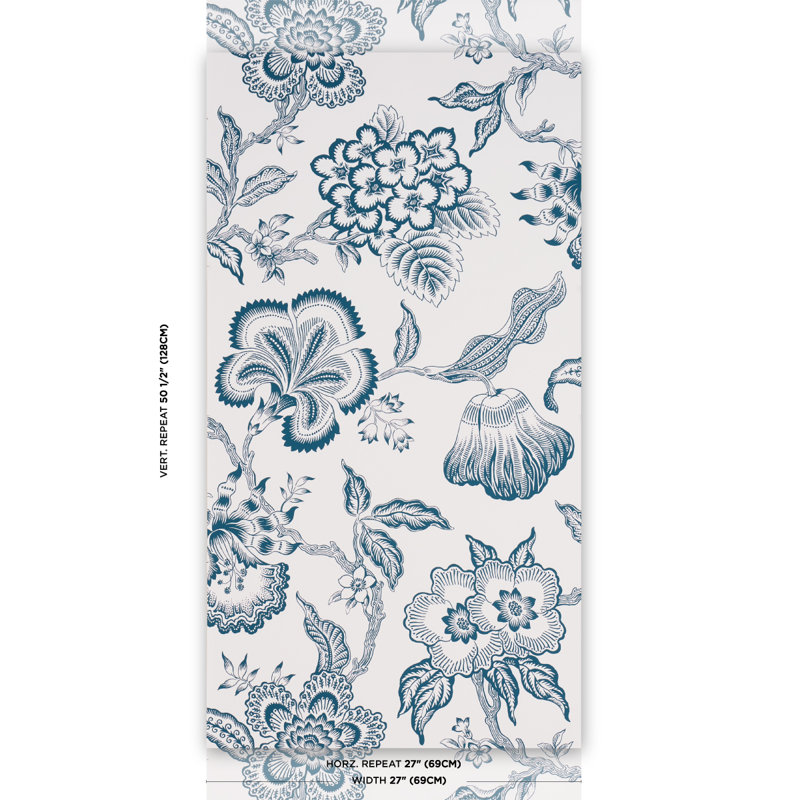 Rouleau de papier peint à motif de fleurs Celerie Kemble Hothouse, Paon / Blanc