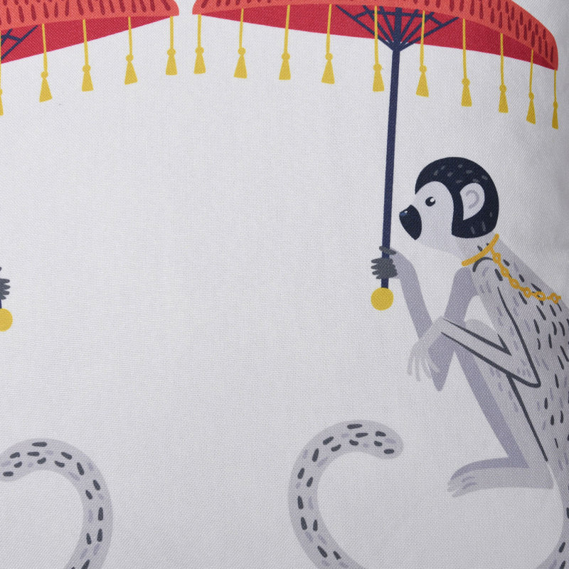 Monkey Print and Navy Velvet Double Sided Pillow with Yellow Piping, 24" x 24"