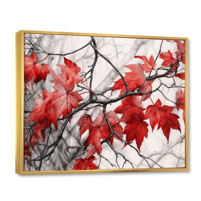 "Red Grey Leaves On Tree VII", reproduction d'art sur toile