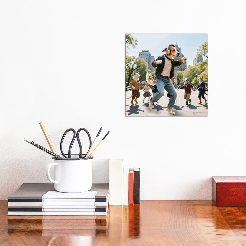 Dog Dancing In Washington Square Park 1 Piece Wall Art on Canvas, 30.48 cm H x 30.48 cm W x 1.905 cm D, Does Not Apply