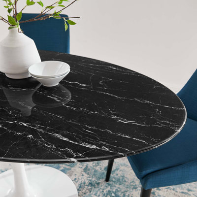 Lippa 47" Artificial Marble Dining Table In Rose Black