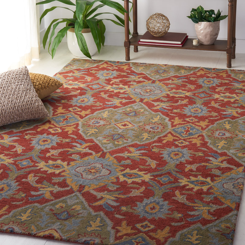 Tapis rouge / vert Lyliana Heritage 653, Rectangle 3 pi x 5 pi