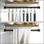 Tablettes flottantes murales avec barre à serviettes et crochets - Tablette en bois rustique pour la cuisine, la salle de bain, la chambre à coucher - Rangement et décoration polyvalents-299570706