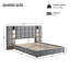 Lit tapissier, avec lampe de lecture et port USB, tête de lit large, sans tables de chevet et matelas, velours,