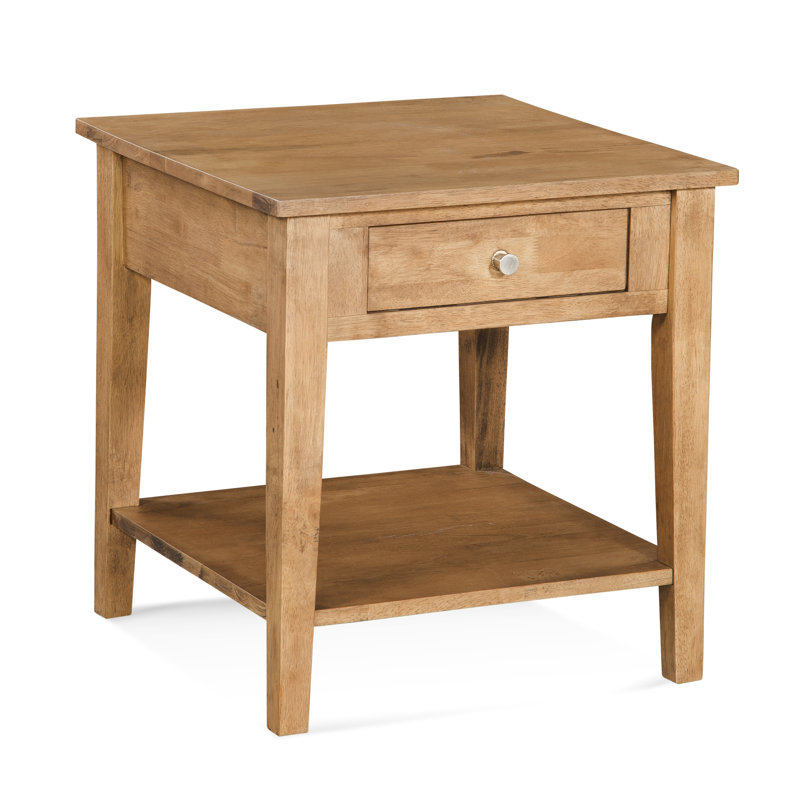 East Solid Wood End Table, Pumice