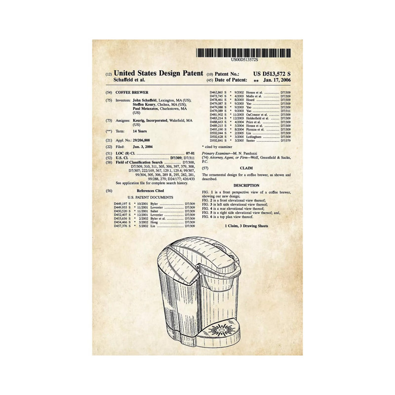 «Coffee Machine» par vern77 - Art textuel sur toile tendue, H 12 po x l 8 po x P 0,75 po