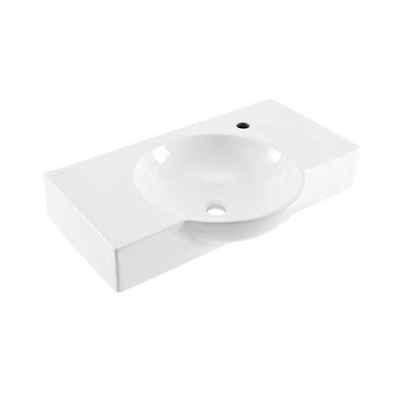 Lavabo central mural de 30 po avec support pour robinet côté droit blanc brillant Chateau
