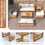 6-Piece Acacia Wood Modular Outdoor Sofa Set - 7 Seats, 2 Tables, Thick Removable Cushions