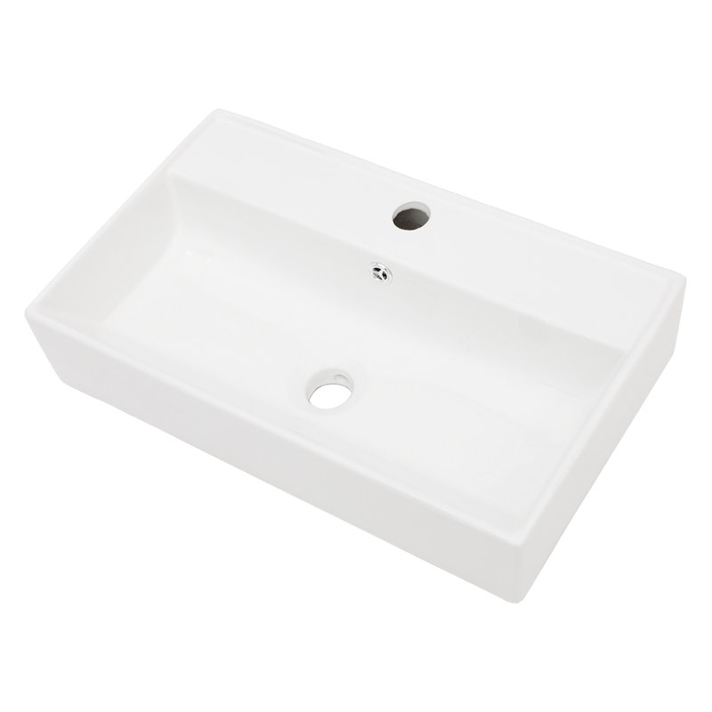 Lavabo de salle de bain mural rectangulaire en céramique blanche 21 po x 12 po avec trou de robinet simple et trop-plein