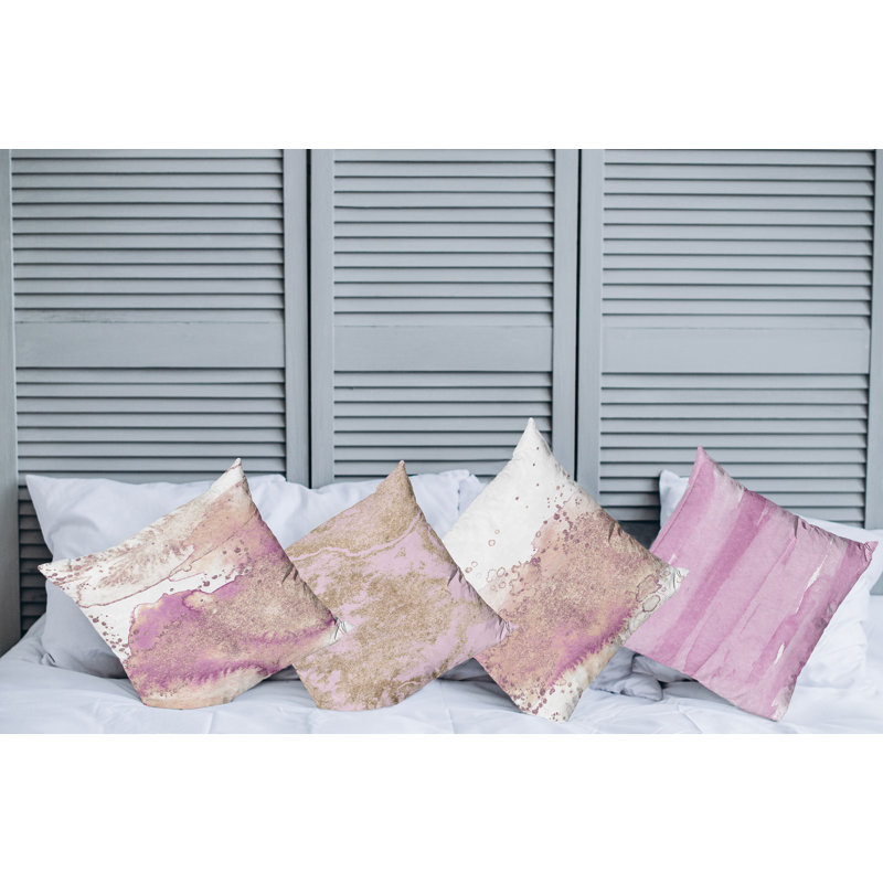 Housse de coussin Moncalieri, 16 po x 16 po, Rose / beige