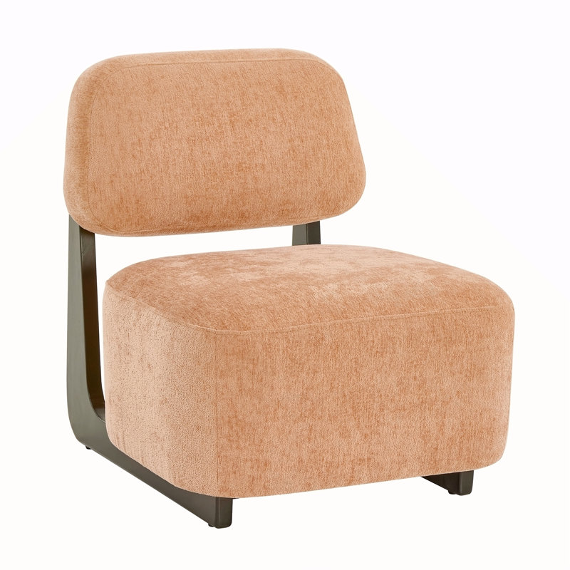 Chaise d'appoint moderne Solara avec structure en bois massif, Orange