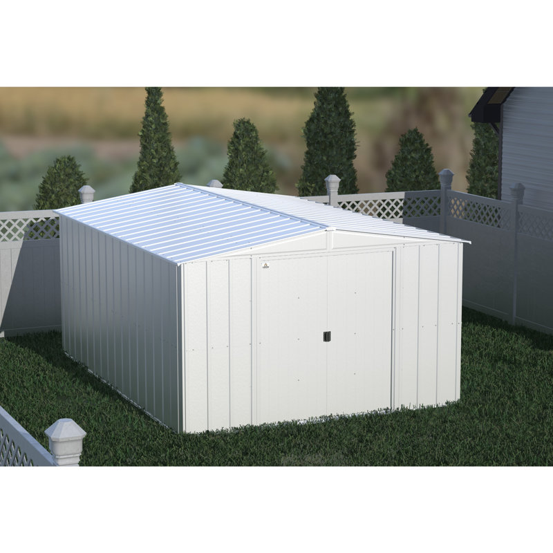 10 ft x 14 ft Flute Gray Steel Storage Shed