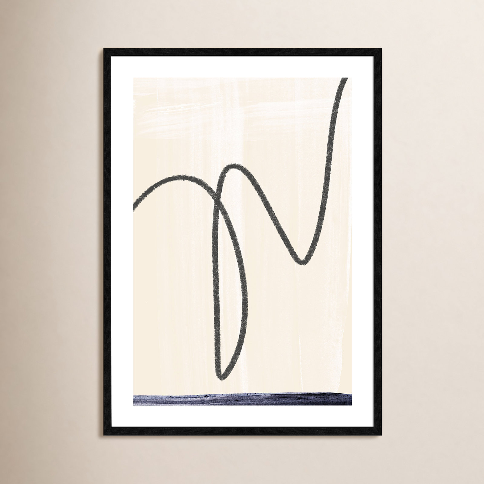 Tigerlily "Departured I" Painting, Black Framed Paper, 35.5" H x 25.5" W x 0.75" D