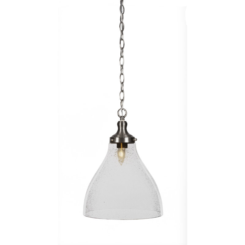 Luminaire suspendu à chaîne Juno avec verre 11,75 po, Nickel brossé, Clair