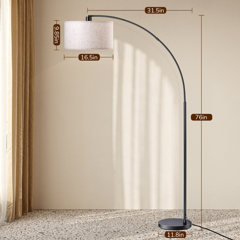 Pantin 78.4" Arched Floor Lamp, Black