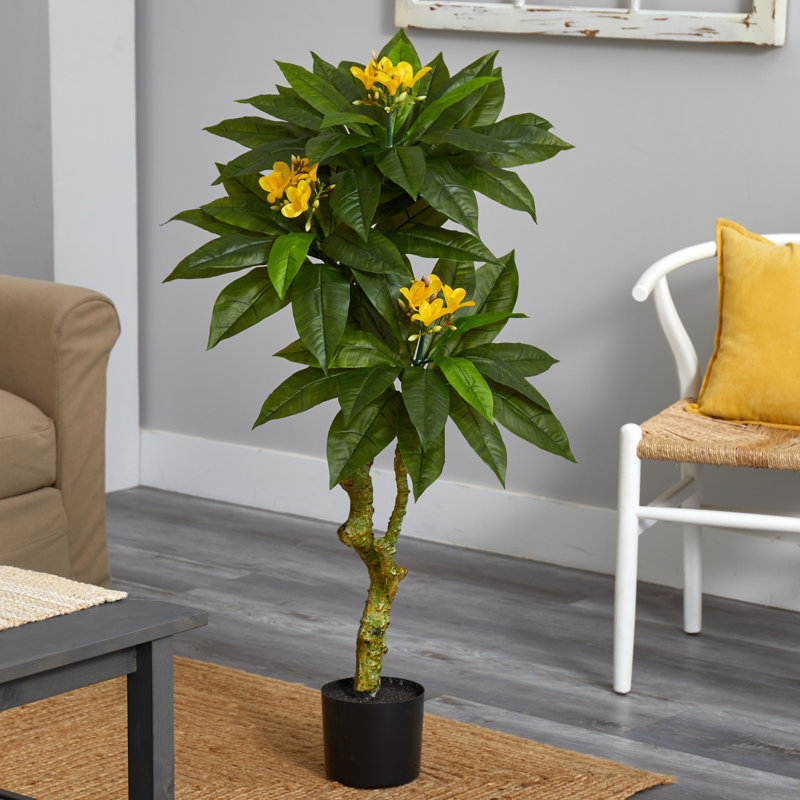 4 pi Arbre artificiel Plumeria résistant aux rayons UV (intérieur / extérieur)
