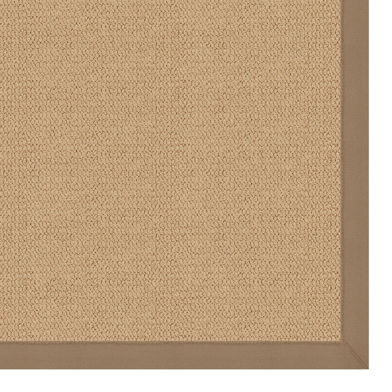Nannette Handmade Medium Beige Berber with Beige Cotton Border Made in the USA Area Rug, Runner 2'6" x 12'
