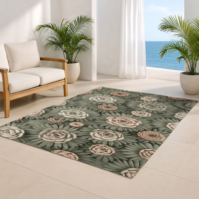 Tapis d'intérieur et d'extérieur brun Botanical