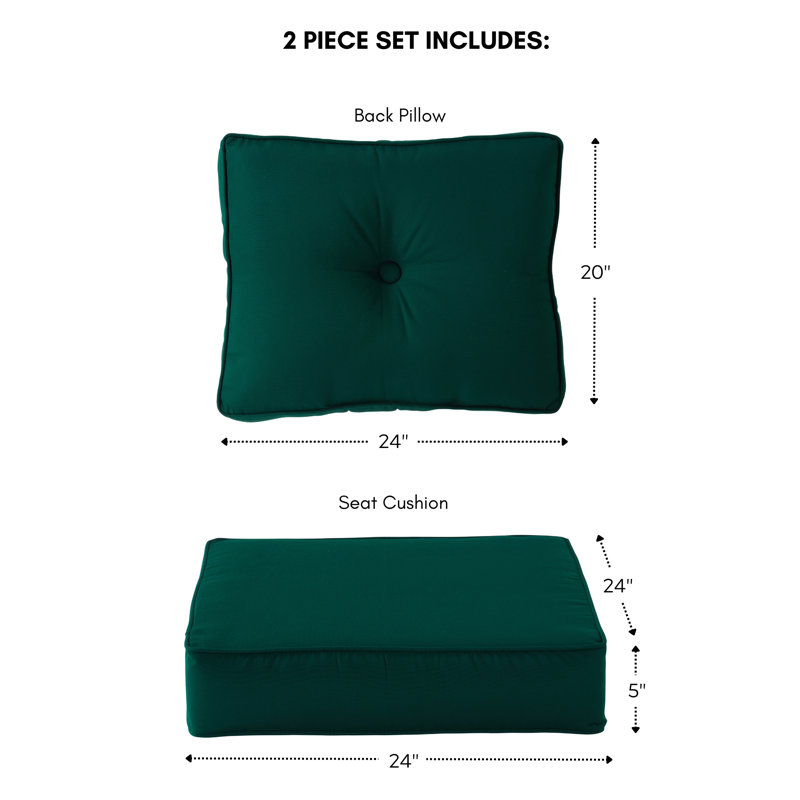 Royzell Sunbrella Outdoor Deep Seat Chair Cushion, Canvas Forest Green Sunbrella® Canvas