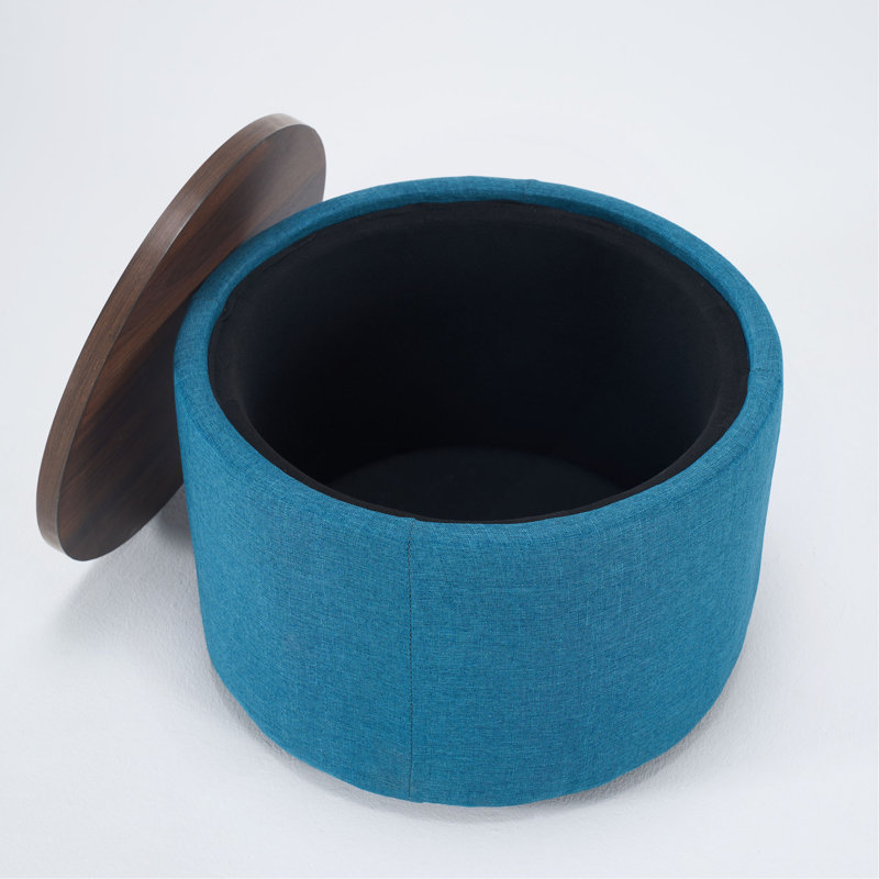 Repose-pieds gigognes avec rangement Ball & Cast, repose-pieds en lin avec plateau en bois, table basse ronde et banc
