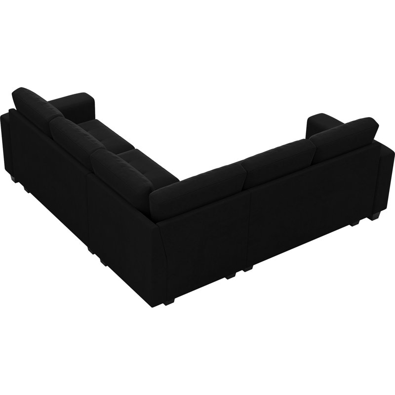 Canapé modulaire en velours 4 pièces Shavera, Velours noir
