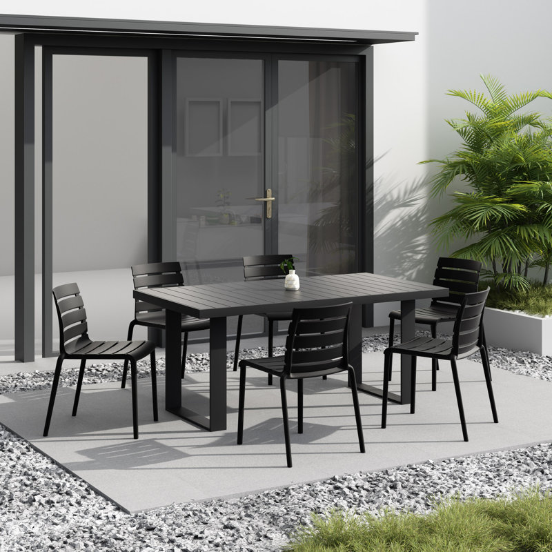 Premium All-Weather Wicker Outdoor Stacking Dining Side Chair, Black