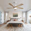 Ventilateur de plafond d'intérieur 52 pouces avec lumière à DEL à intensité variable et 5 pales en bois massif avec moteur CC réversible et télécommande