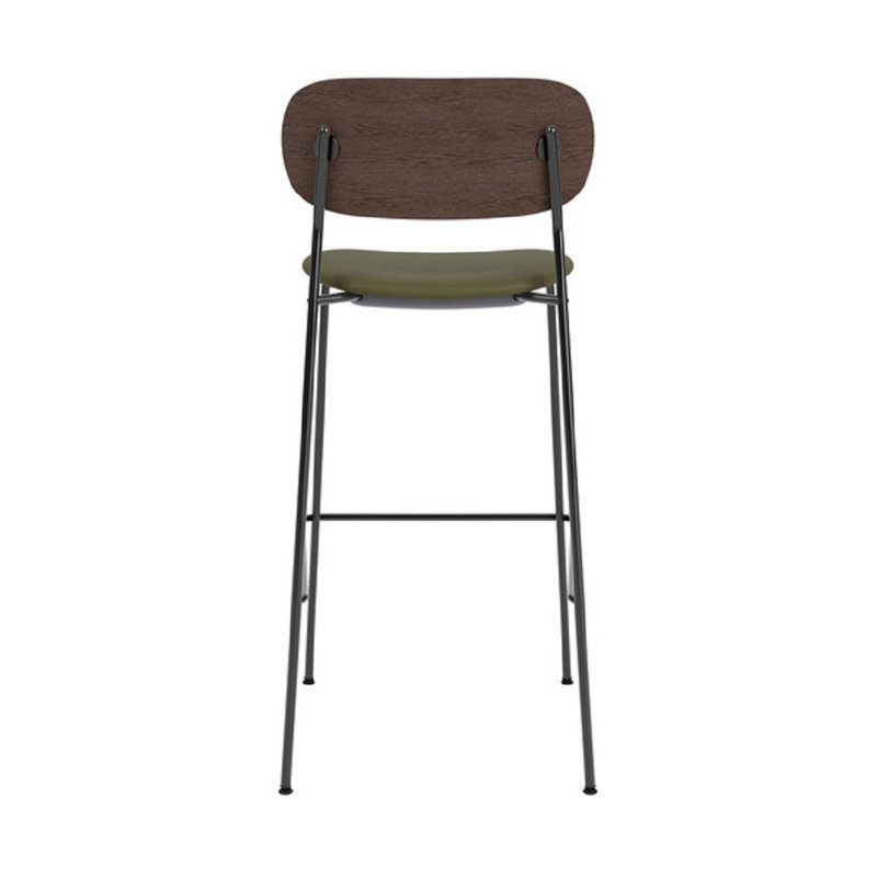 Co Upholstered Stool with Metal Frame, Dark Brown/Black, Green Leather