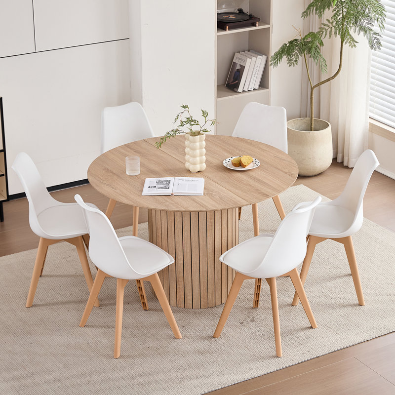 Modern Minimalist Dining Chair – Kitchen Chair with Padded Seat and Plastic Legs (Set of 4), Set of 6