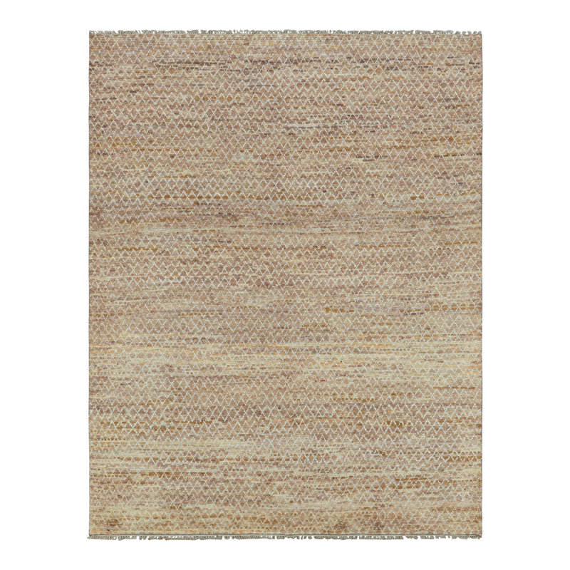 Rug & Kilim’S Contemporary Rug With Beige-Brown And White Geometric Patterns, Rectangle 6' x 9'