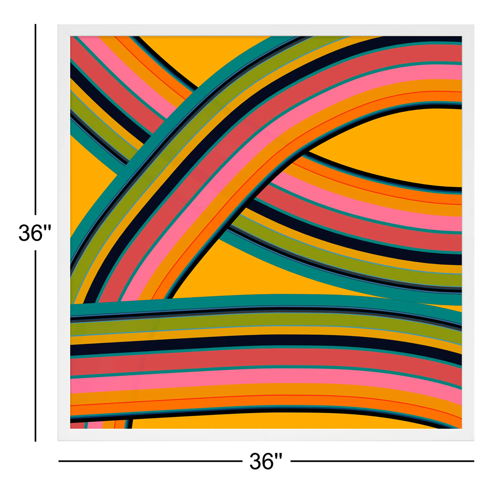 Twist Series I Fiesta Twist by Jacques Pilon - Picture Frame Graphic Art, White, 36" H x 36" W x 1.25" D