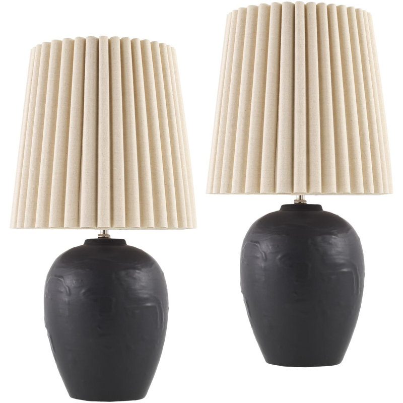 Rubinder Table Lamp Set, Black/Tan