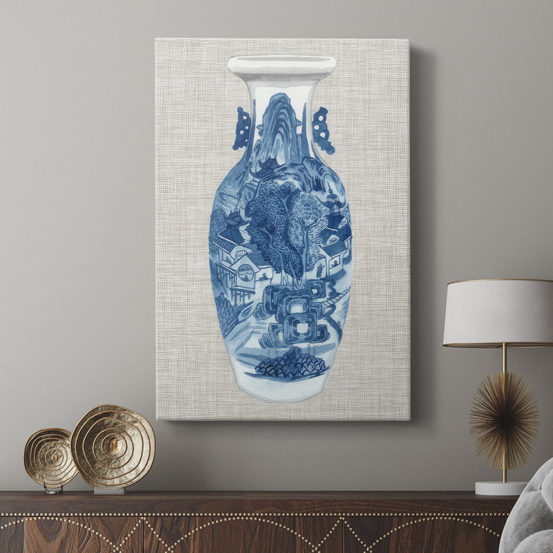 Vase Ming sur lin I - galerie sur mesure, H 27 po x l 18 po