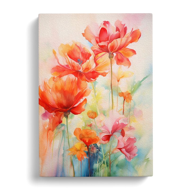 Floral Gestural - Wrapped Canvas, 60cm H x 40cm W x 3cm D