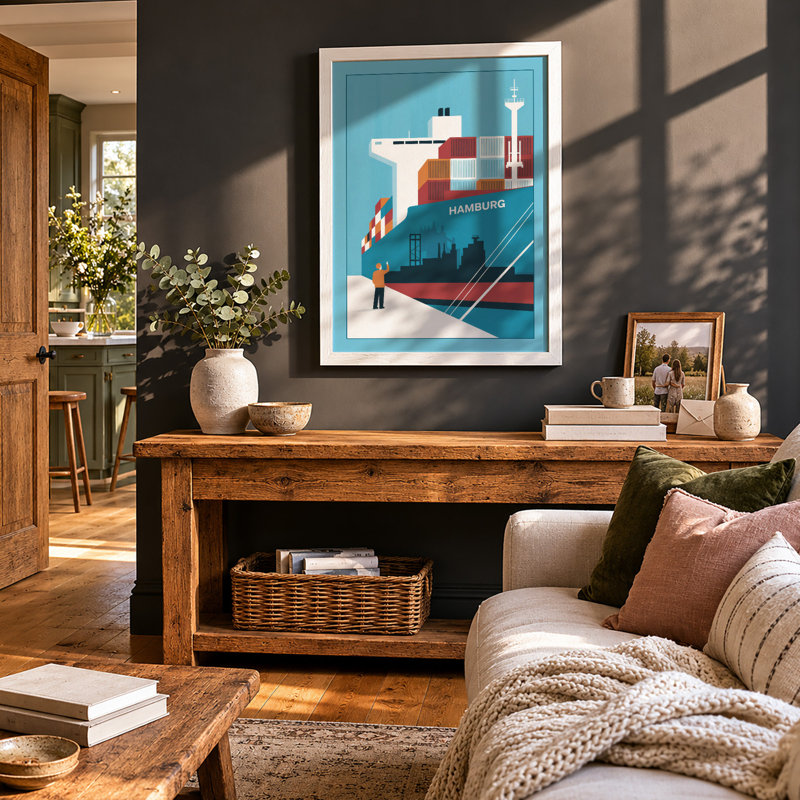 Hamburg Cargo Modern - Print, A2 - 59.4 x 42.0 cm, White